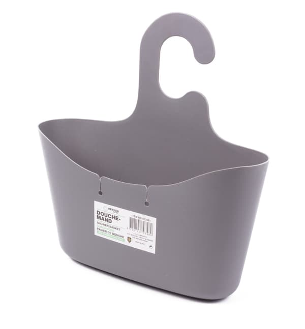 Brusekurv, grå, PP, hængende organizer til shampoo og sæbe, rustfri, 28x10x29 cm