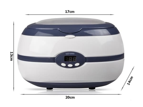 Ultralydsrenser 600 ml, 40 kHz, smykker, ur, manicureværktøj, rustfrit stål, ABS