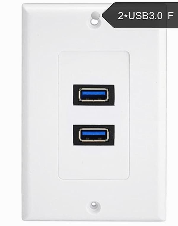 USB3.0 Dobbel Port Vegguttakspanel, 70mm*115mm 1pcs