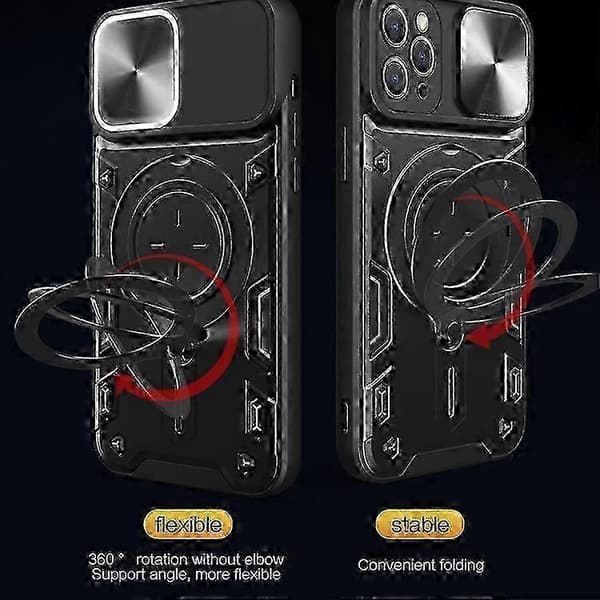 Mobiltelefondeksler for iPhone 13 CD Tekstur Skyvbar Camshield Magnetisk Holder Telefondeksel (Rød)
