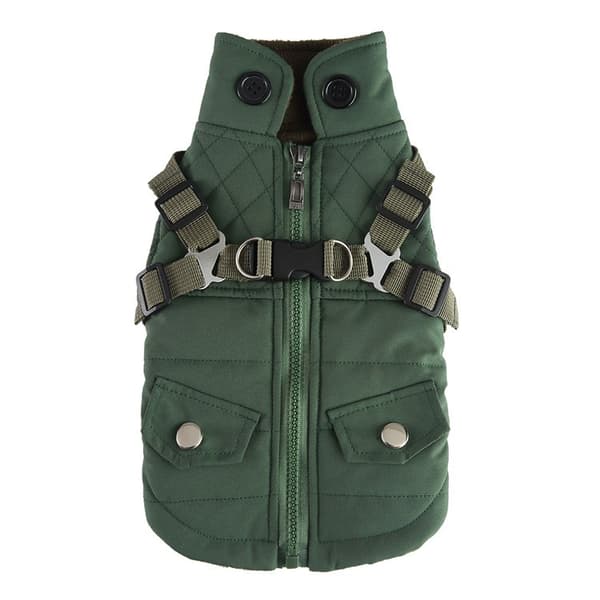 Hund Vinter Varm Glidelåsjakke, Reflekterende Sele Kjæledyrfrakk, Polyester