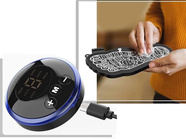 EMS Fodmassage Måtte, Elektrisk Cirkulationsstimulator, 8 Tilstande, 19 Niveauer, Genopladelig, Sort