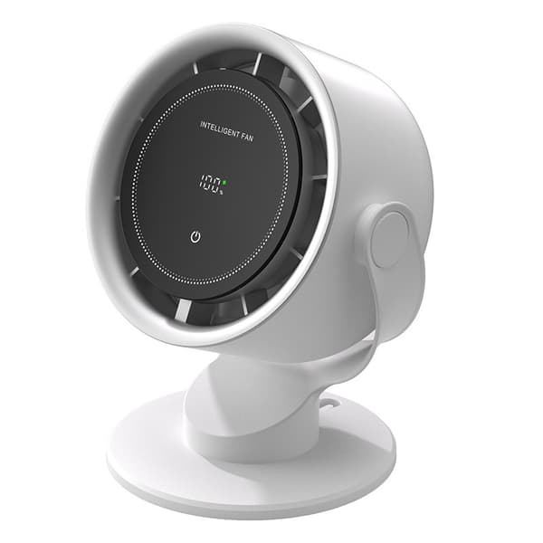 Mini bærbar turbobordventilator, genopladelig, justerbar hastighed, LED-display, til hjemmekontor white