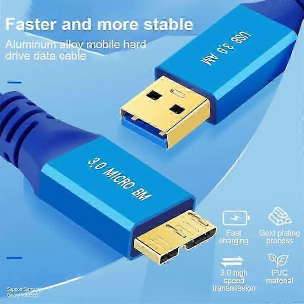 0,6 m USB 3.0 han til Micro USB 3.0 han flettet kabel Højhastighedsdataoverførsel opladningskabel