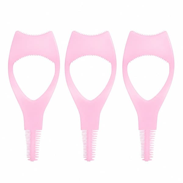 Mascara Shield Applikator, Pink, Plastik, Dobbeltsidet Øjenvippekam Værktøj, 3-pak
