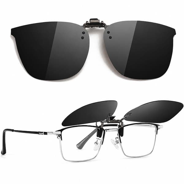 Polariserede Clip-On Solbriller UV400 til Brillebrugere, Sort+Grå, Kørsel Black+Grey