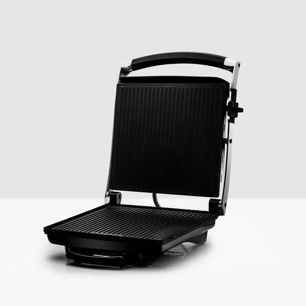 Kontaktgrill, børstet rustfrit stål, justerbar temperatur, non-stick, Easy BBQ 7104