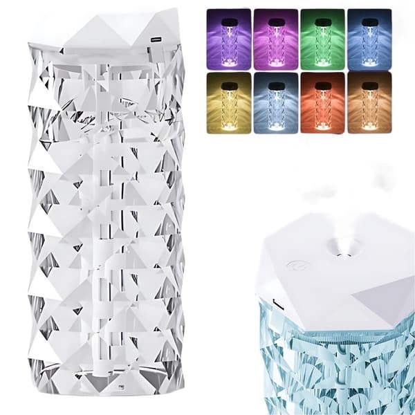 USB Aroma Diffuser Luftfugter, 1000ml, RGB Krystalglas, Æterisk Olie, Stille Natlys