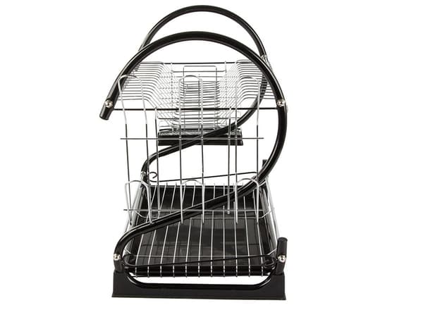 2-vånings diskställ med avrinningsbräda, stor kapacitet för tallrikar, skålar, glas