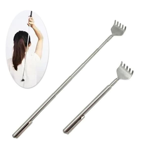 Ryggkliare i rostfritt stål med teleskophandtag, silver, 17 cm, lång räckvidd
