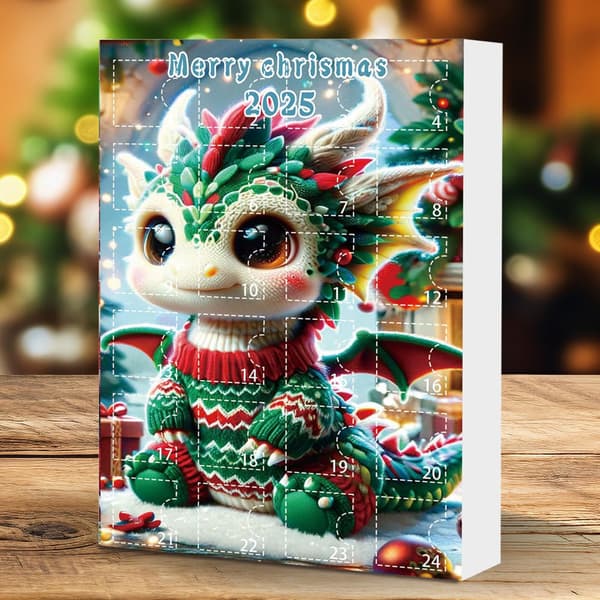 Julekalender med 24 dragepynt, Akryl 2D Flat Samleobjekt Model G