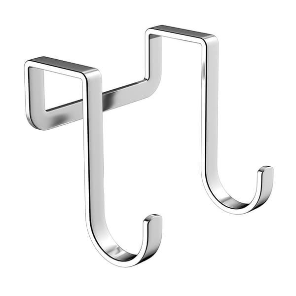 Krokar för skåpsdörr, dubbla krokar för kök, 2-pack, silver, rostfritt stål, L storlek L