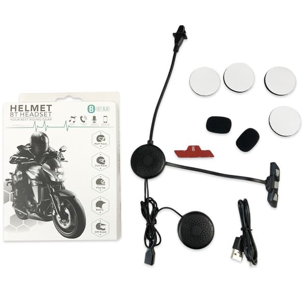 Motorcykelhjelm Bluetooth Headset 5.2, Sort, 35 timers spilletid, Automatisk svar, Vandtæt