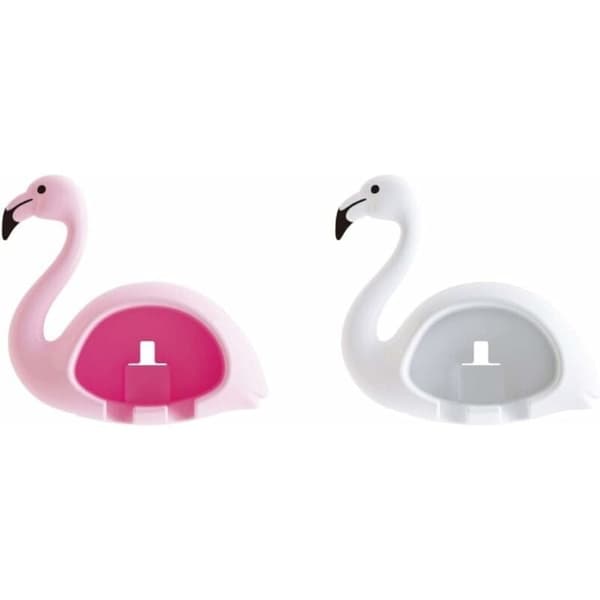 Tandborsthållare väggmonterad i ABS-plast av hög kvalitet, förpackning med 2 Aquaforge (vit och rosa)