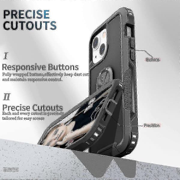 Ring Kickstand-deksel for iPhone 12 Mini 5,4 tommer, støtsikkert, fallbeskyttelse, støtter trådløs lading