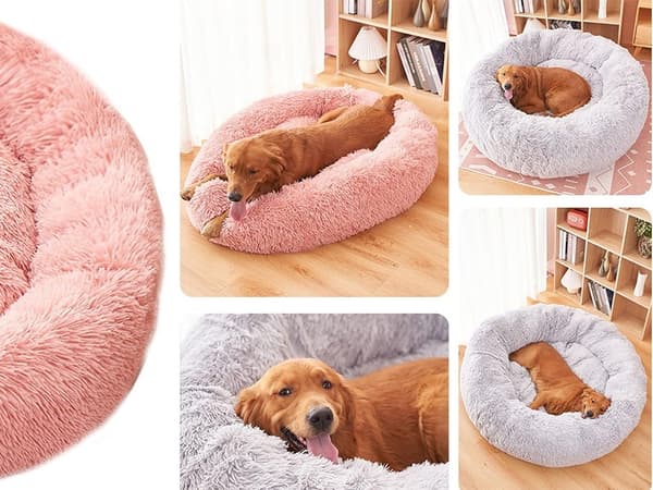 Plysdyrseng til hunde og katte, 80 cm, blød sofa med kant, vaskbar