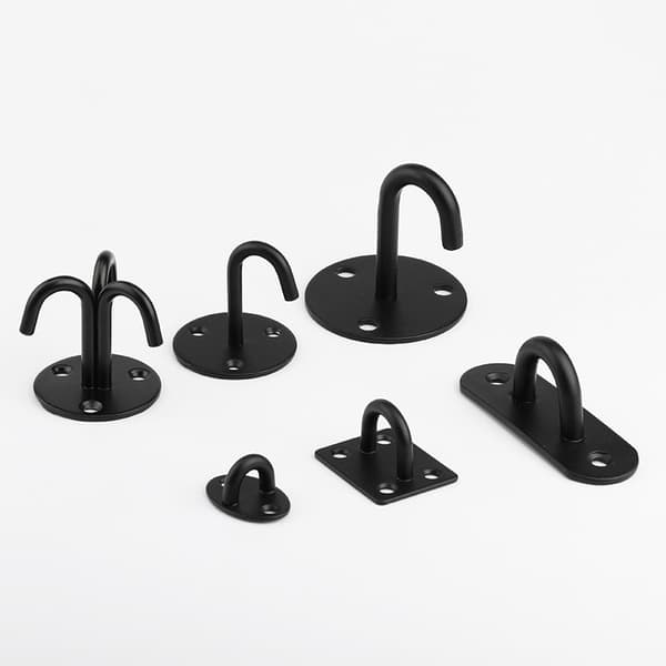 Kraftig J-krog i rustfrit stål, sort, 7,2 cm, til ophæng af planter, værktøj, garage