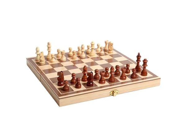 3-i-1 Skak Dam Backgammon Sæt i Træ, Klassisk Brætspil for Voksne og Børn
