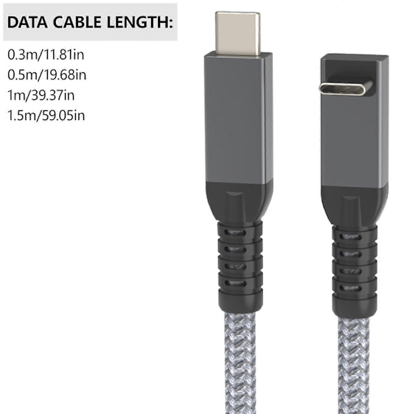 USB C-kabel USB C till USB C flexibel kabel stöder ThunderRate 4/3, USB4, PD 240W snabbladdning, 8K-video, 40 Gbps data 0.3m
