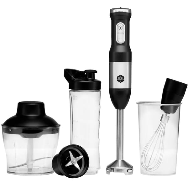 Stavmikser sett 850W, 2-i-1 med blender og take-away flaske, rustfrie stålblader