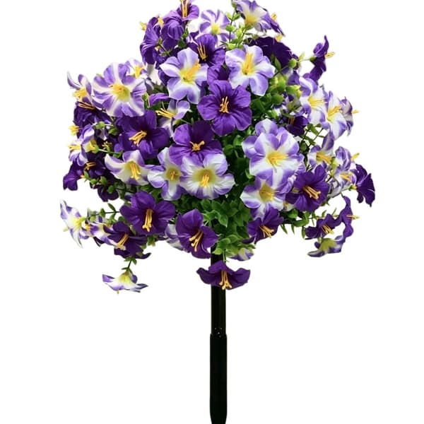 2 kpl tekokukkia maapiikeillä, realistiset teko-ulkokasvit, puutarhan terassin kuistin sisustus Purple-55CM