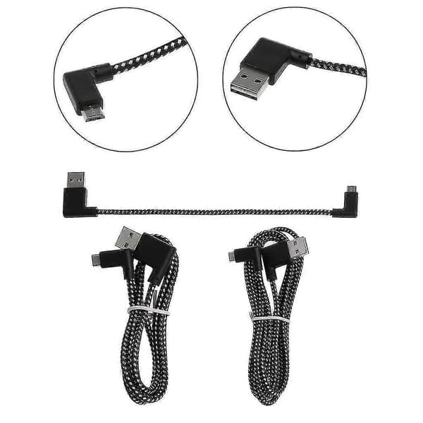 Nailonpunottu oikeakulmainen Micro USB -lataus- ja tiedonsiirtokaapeli Android-puhelimille