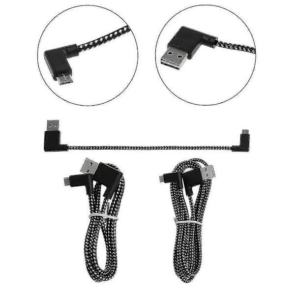 Nylonflätad rätvinklig Micro USB-laddnings- och datasynkroniseringskabel för Android-telefoner