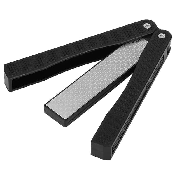 Foldbar dobbeltsidet knivsliber, diamant, bærbar, skridsikker, sort