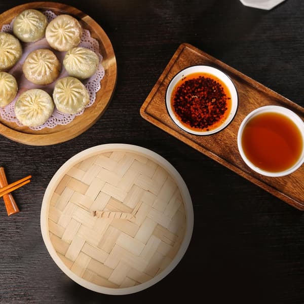 Naturlig 15 cm dampkurv med låg til dumplings, dim sum og boller