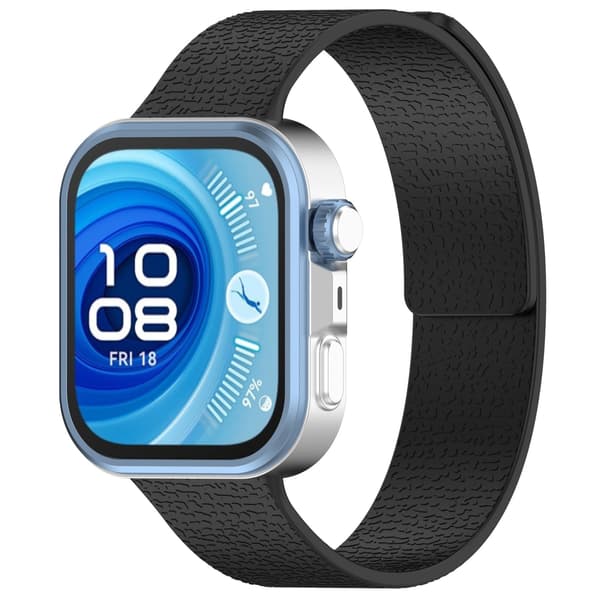 Blød magnetisk silikone urrem kompatibel med Huawei Watch Fit 4, Fit 4 Pro, Fit 3, sort