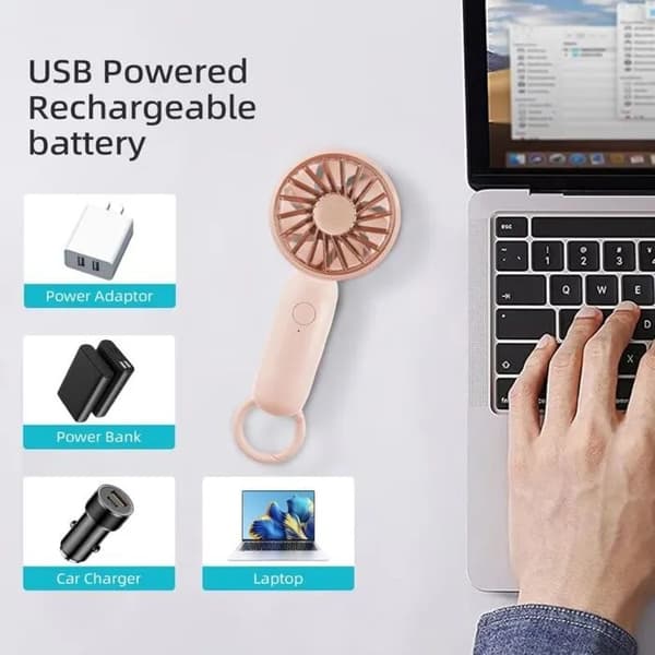 Håndholdt USB-blæser, letvægts skrivebordsventilator med klips, bærbar, pink