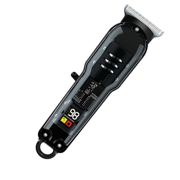 Hiusleikkuri LED-näytöllä, johdoton 60 min, 500 mAh, terästerä, USB-lataus, musta Black