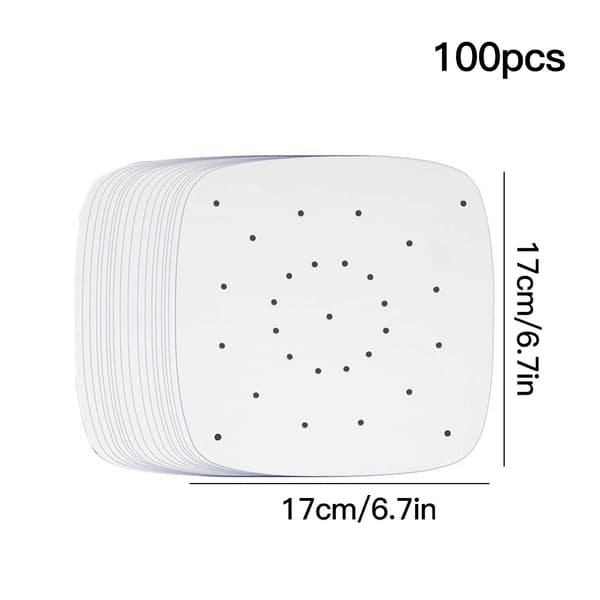 Ublegede bagepapirforinger til airfryer, 7,5 tommer firkantet, 100-pak, bagning