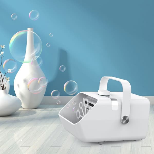 Elektrisk bubbelmaskin, USB-driven, automatisk bubbelblåsare, leksak för inomhus- och utomhusfester, vit