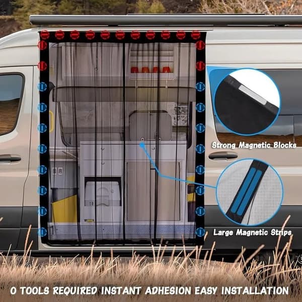 Magnetisk myggenet 165x165 cm til autocamper & lastbil skydedør