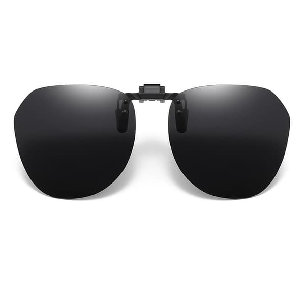 Polariserede clip-on solbriller, sorte, UV400-beskyttelse, flip-up design, med etui Black
