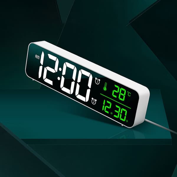 LED Digital Väckarklocka, Spegeldisplay, Ultratyst, Sängbord för Sovrum Kontor