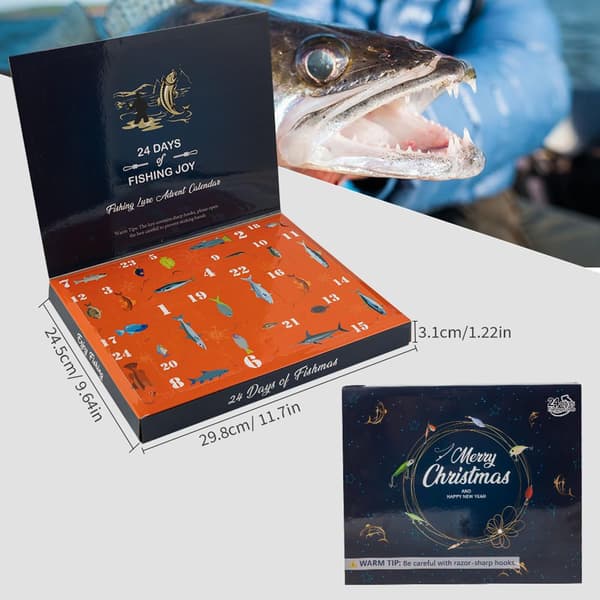 Fiskedrag Adventskalender, 24-dagars nedräkning, Julklapp till pappa, 24 drag