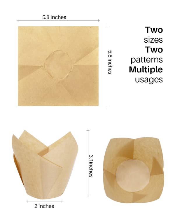 Tulipan Muffinsforme 250 Stk., Fedtafvisende Cupcake Wrappers, 3 Farver, til Bryllup & Fødselsdag