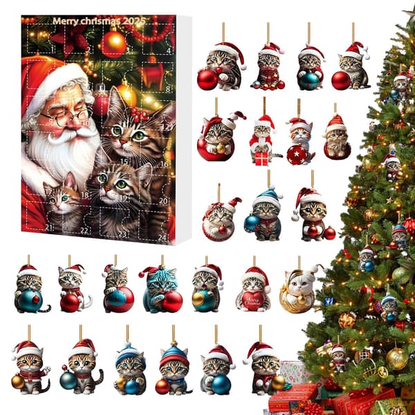 Kattpynt Julekalender, 24-dagers nedtelling, Akryl Katteanheng, Modell C