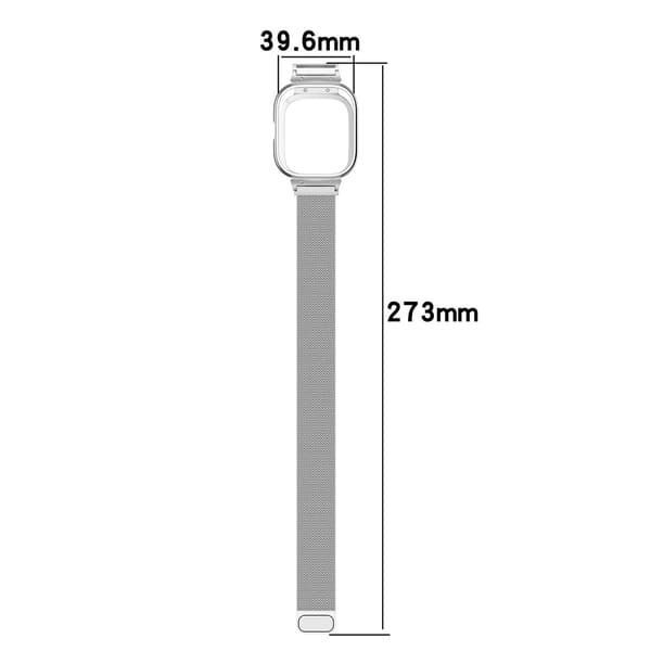 Metalramme-etui med integreret rem til Redmi Watch 4, sølv, rustfrit stål og zinklegering, justerbar