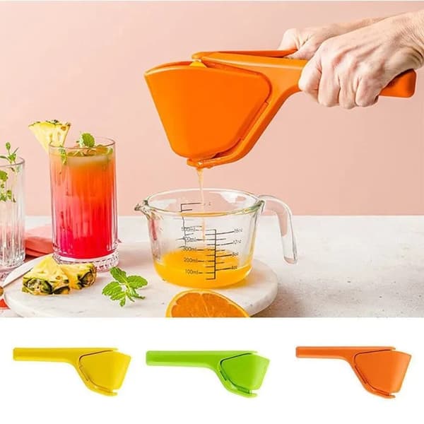 Sæt med 3 manuelle citronpressere, flad sammenfoldelig citruspresser til køkkenet