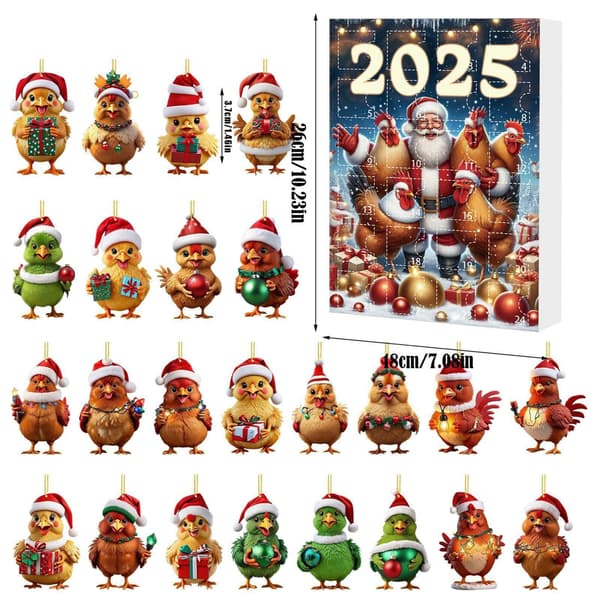 Julepynt Adventskalender 24-dagers nedtelling, Dyreanheng, Stil G