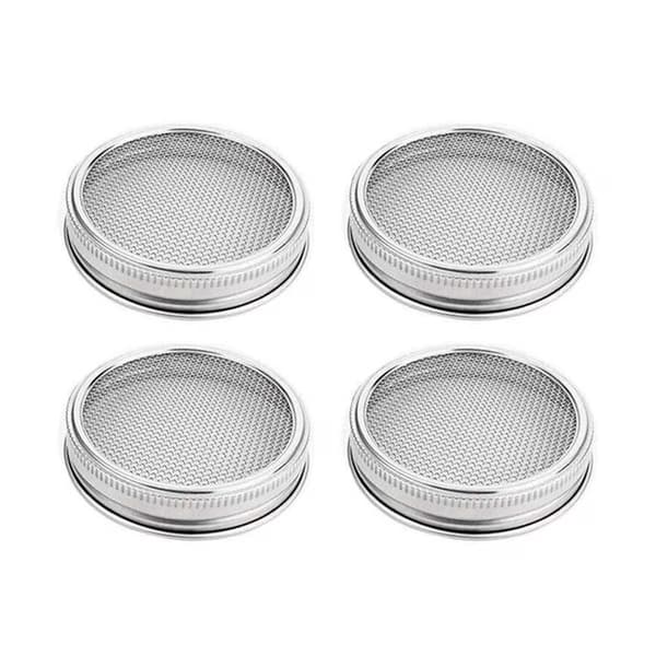 Groddlock i rostfritt stål, 4-pack, för breda murarburkar, odla böngroddar -86mm