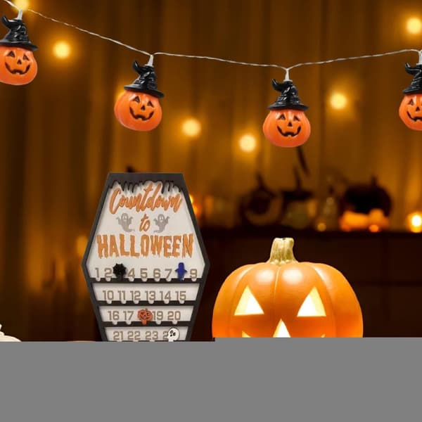 Nedräkningskalender för Halloween, Bords- och Väggdekoration i Trä, 30x16.5cm