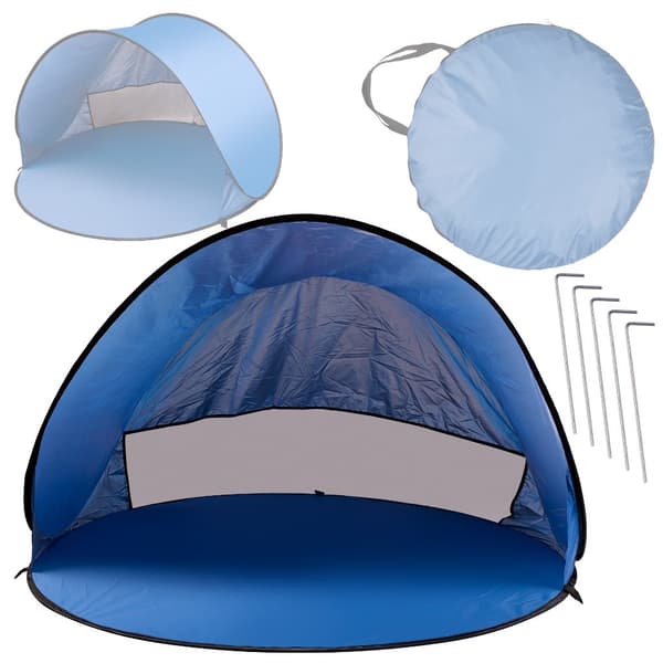 Pop-Up rantateltta tuulensuojalla, 146 cm, polyesteri, kannettava, 2 hengelle