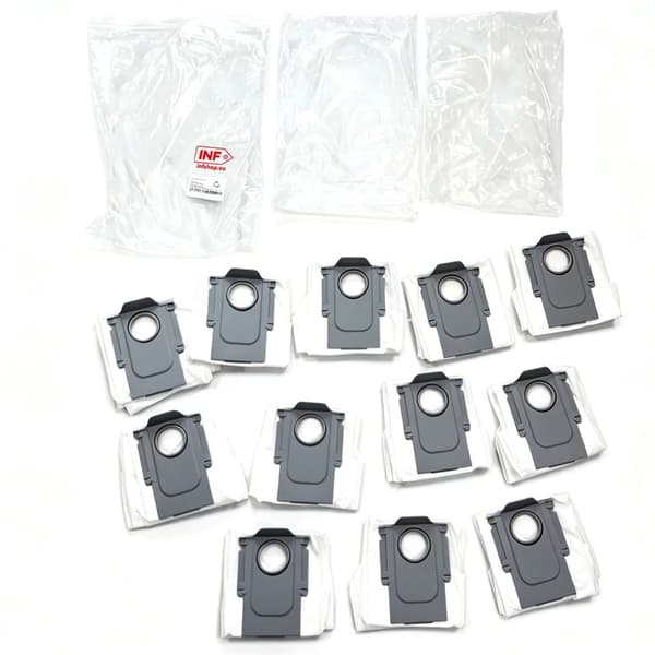 Dammsugarpåsar kompatibla med Roborock S8 MaxV Ultra G20s, 12-pack, vit, non-woven