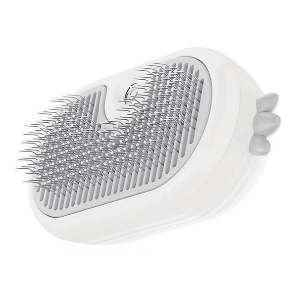 Katt dampbørste med massagefunktion, hvid, ionisk, trådløs kæledyrsplejebørste