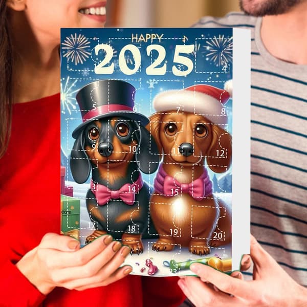 Dachshund julekalender, stil C, akryl nedtellingdekorasjon for hjemmet