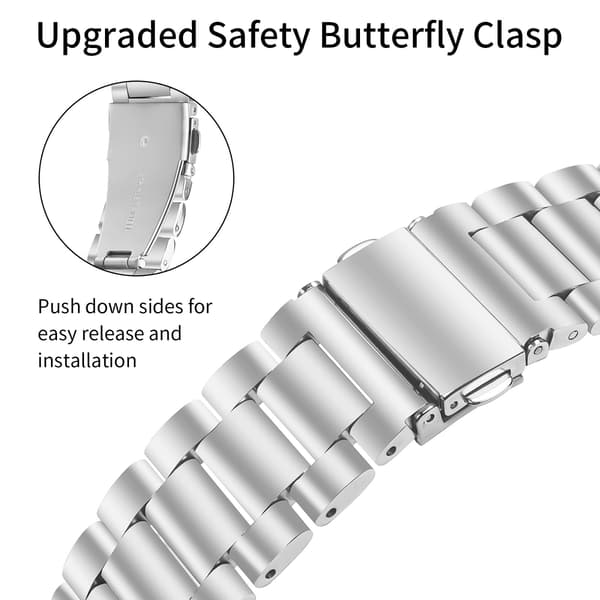 Urrem i rustfrit stål til Galaxy Watch 4/5/6, sølv, premium metalarmbånd